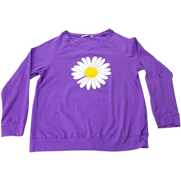 Misslook Womens Large Purple Long Sleeve Daisy Graphic Tee TShirt - Picture 1 of 9
